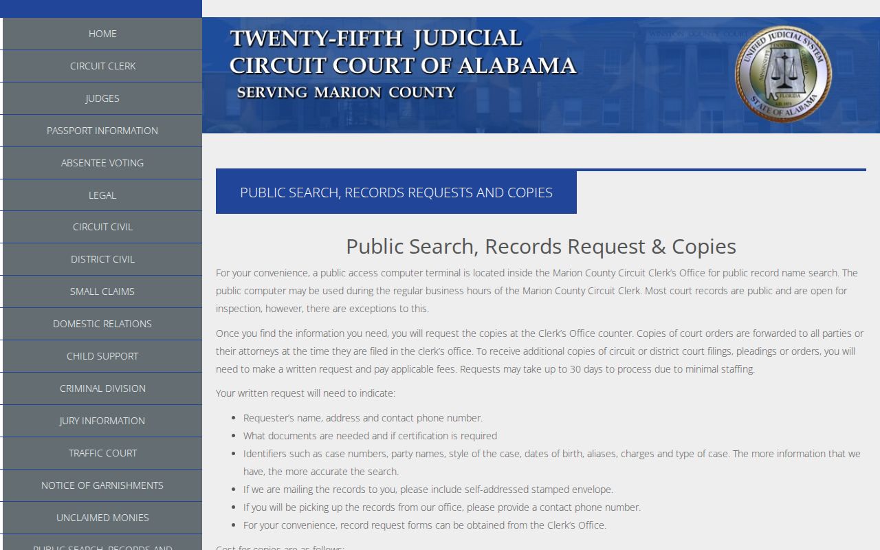 Marion County court records for release confirmation